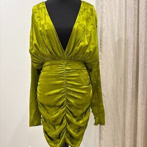 Ronny Kobo Michelle Ruched Satin Jacquard Mini Dress (